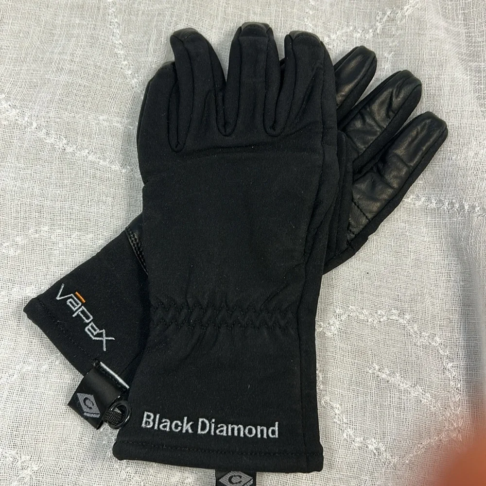 Black diamond leather cowhide ski snowboard winter gloves